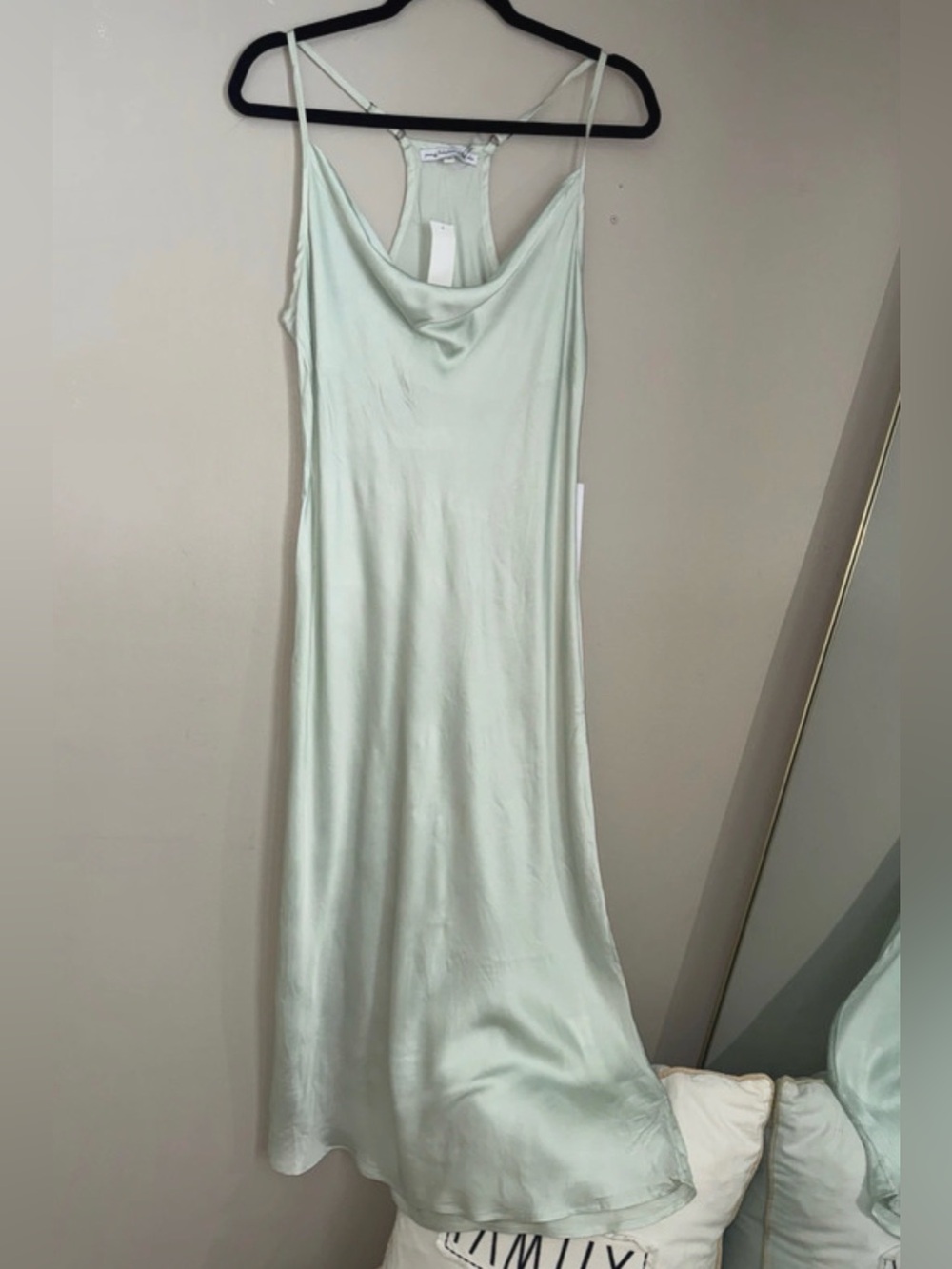 Young Fabulous & Broke Light Mint Satin Cowl Maxi Dress L